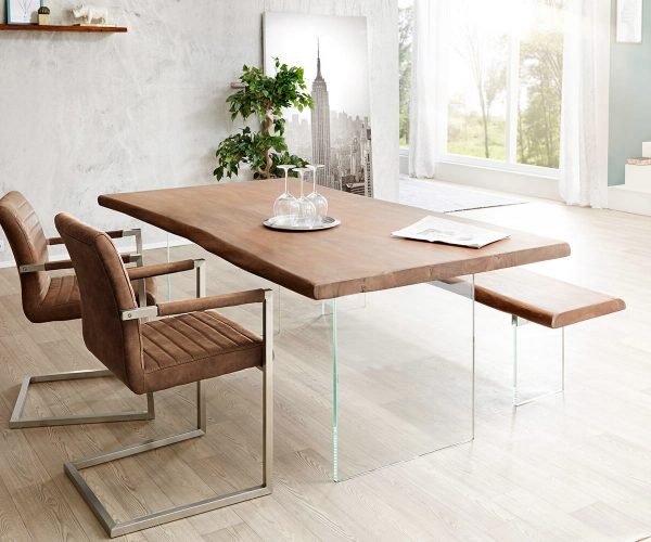 Stolová deska Edge 140x90cm XL hnědá akácie - Image 5