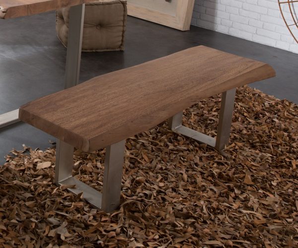 Deska lavice Live Edge nepravidelná hrana 135x40x5 hnědá akácie - Image 2
