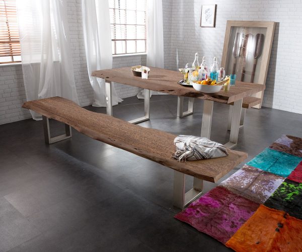 Deska pro lavici Live Edge nepravidelná hrana 195x40x5 akácie hnědá - Image 2