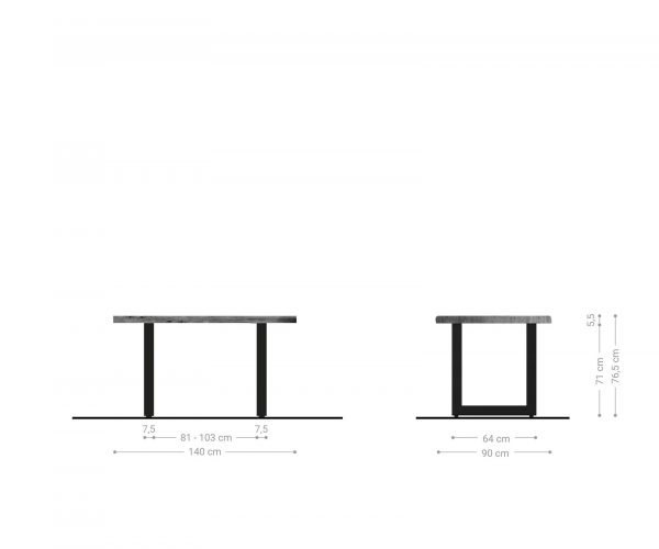 Jídelní stůl Edge 140x90 XL hnědá akácie nerezová ocel široká - Image 6