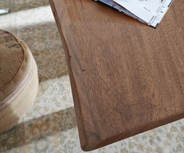 Jídelní stůl Edge 140x90 XL hnědá akácie nerezová ocel široká - Image 5