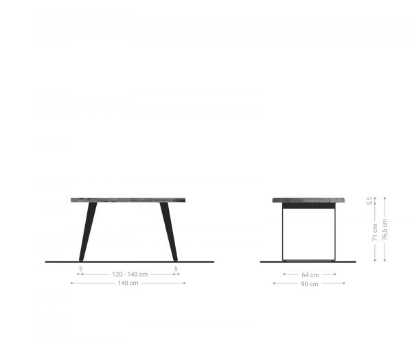 Jídelní stůl Edge 140x90 XL hnědá akácie kovová podnož šikmá - Image 6