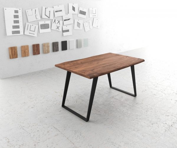 Jídelní stůl Edge 140x90 hnědá akácie kovová podnož šikmá