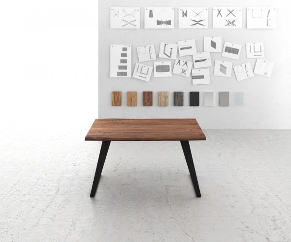 Jídelní stůl Edge 140x90 hnědá akácie kovová podnož šikmá - Image 2