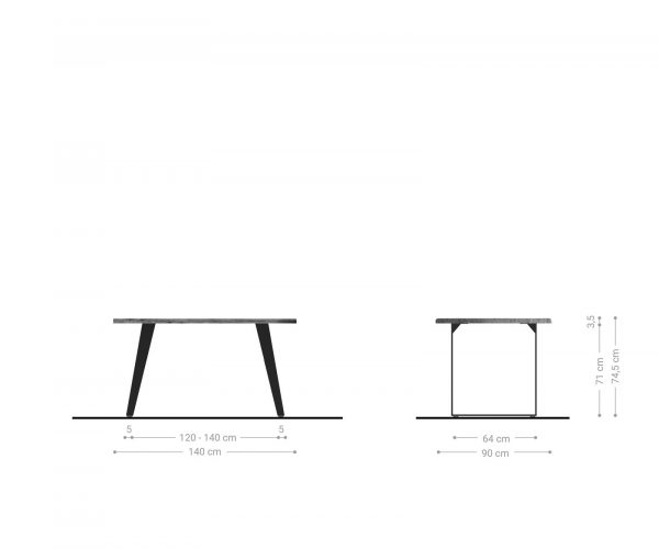 Jídelní stůl Edge 140x90 hnědá akácie kovová podnož šikmá - Image 6