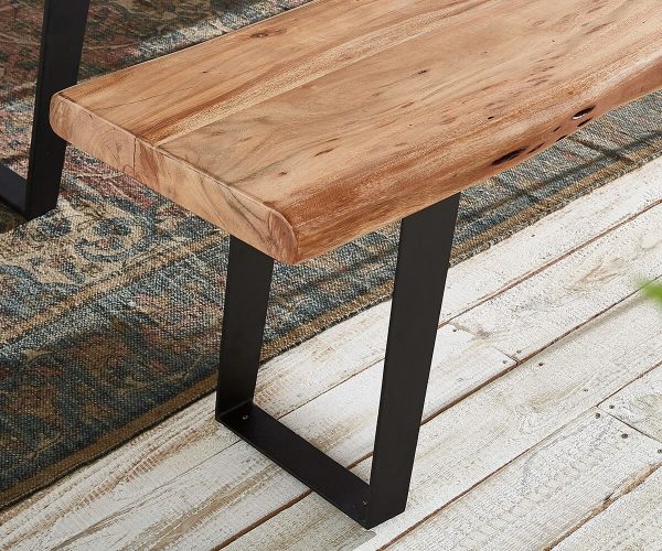 Lavice Live-Edge 135x40 Akácie Přírodní rám Šikmý černý okraj stromu - Obrázek 4