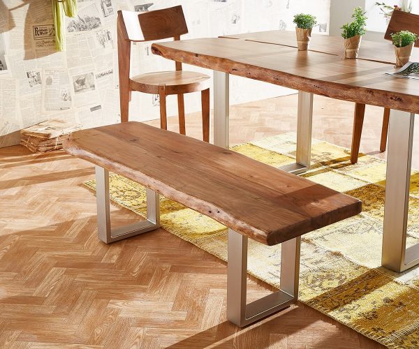 Lavice Live-Edge 135x40 Akácie Přírodní rám Úzký okraj stromu