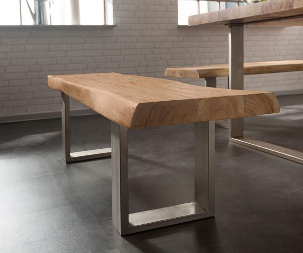 Lavice Live-Edge 135x40 Akácie Přírodní rám Úzký okraj stromu - Image 6