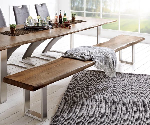 Deska pro lavici Live Edge nepravidelná hrana 255x40x5 akácie hnědá - Image 2