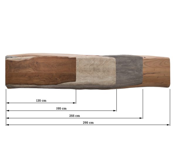 Deska pro lavici Live Edge nepravidelná hrana 255x40x5 akácie hnědá - Image 3