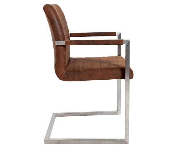 Jídelní židle Earnest prošívání hnědá vintage podnož z nerezové oceli - Image 6
