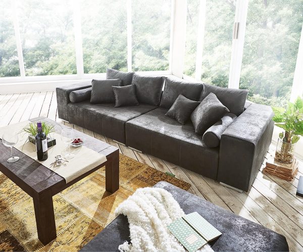 Velká pohovka Marbeya 285x115 cm Antracit Antique Look Stolička