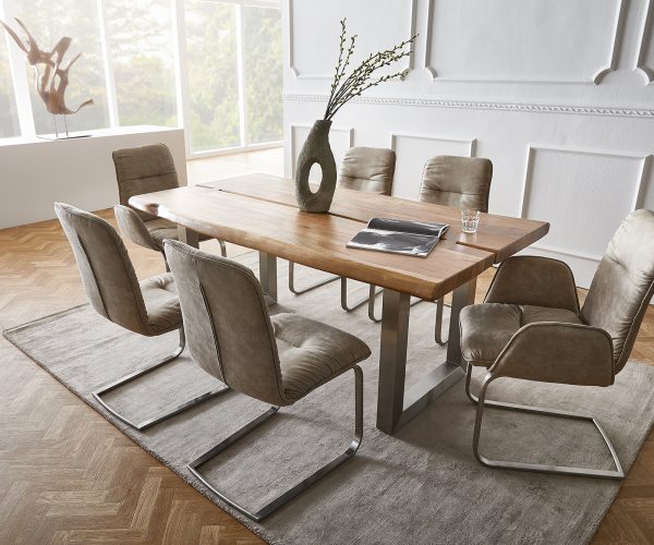 Stolová deska Edge 180x100 přírodní akácie tloušťka 5,5 široká podnož