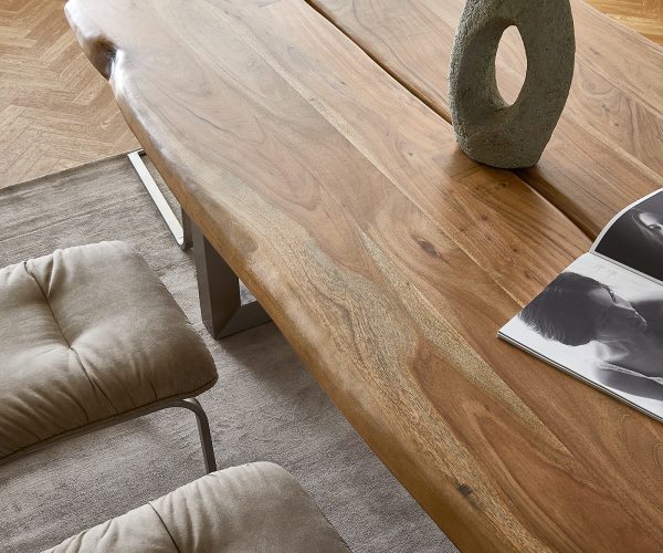 Stolová deska Edge 180x100 přírodní akácie tloušťka 5,5 široká podnož - Image 6