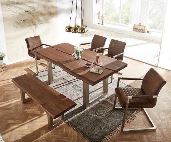 Jídelní stůl Edge 180x100 hnědá akácie tloušťka 5,5 podnož široká - Image 2