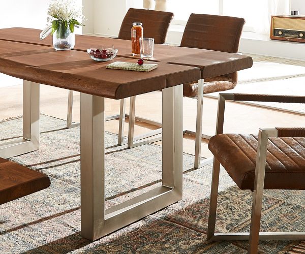 Jídelní stůl Edge 180x100 hnědá akácie tloušťka 5,5 podnož široká - Image 5