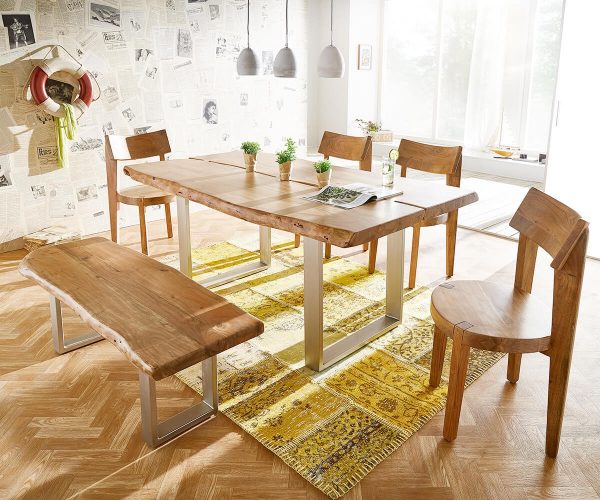 Stolová deska Edge 180x100 přírodní akácie tloušťka 5,5 podnož úzká
