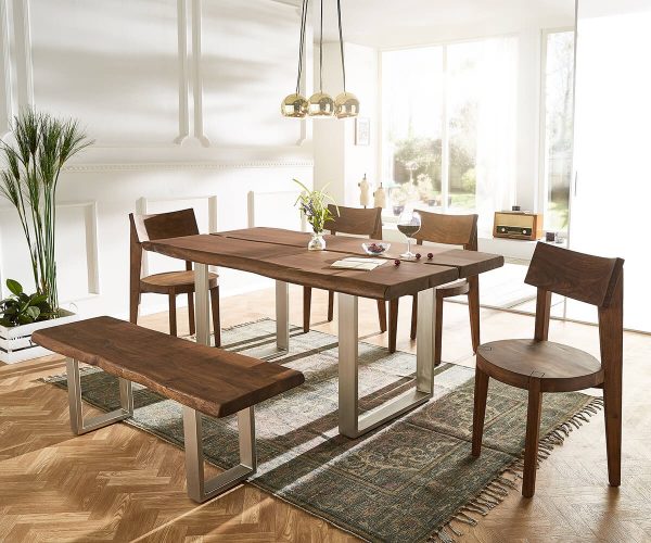 Jídelní stůl Edge 180x100 hnědá akácie tloušťka 5,5 cm podnož úzká