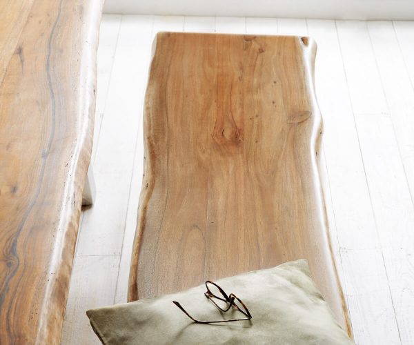 Lavice Live Edge 255x40 přírodní akácie úzká podnož nepravidelná hrana - Image 5