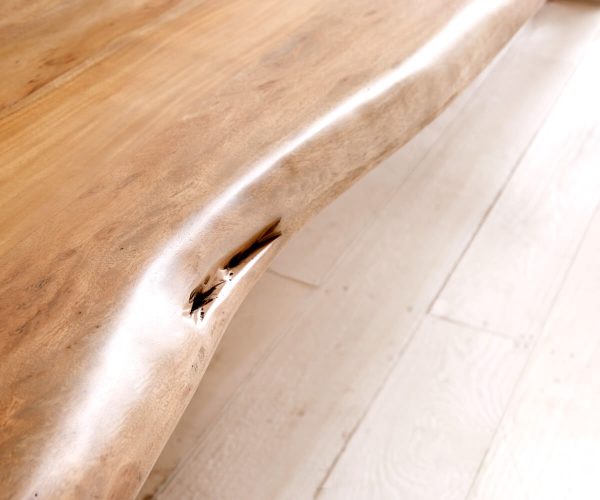 Lavice Live Edge 295x40 přírodní akácie široká podnož nepravidelná hrana - Image 4