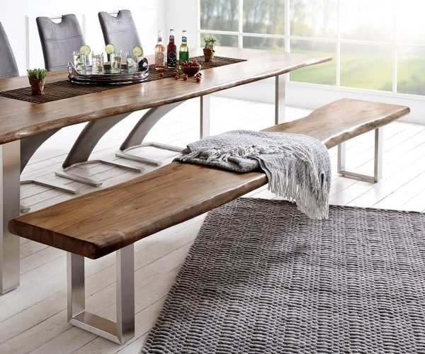 Lavice Live Edge 255x40 akácie hnědá podnož úzká