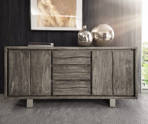 Komoda Live Edge 172 cm akácie platina 3 zásuvky 4 dvířka - Image 2