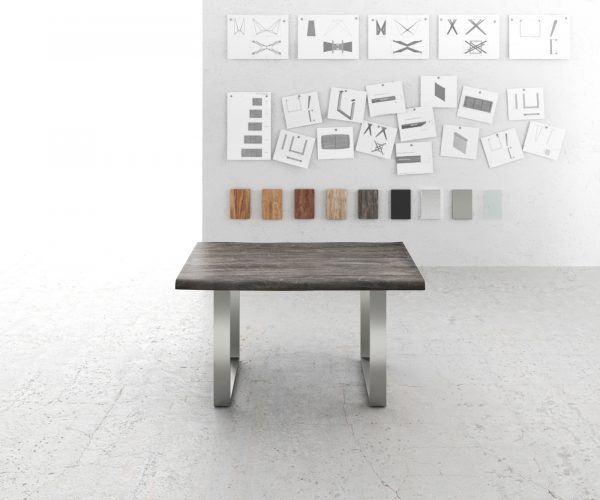 Jídelní stůl Edge 140x90 XL platinová akácie nerezová ocel úzká - Image 2