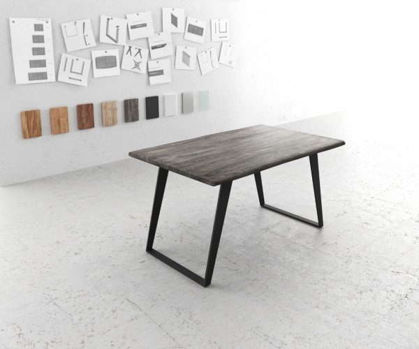 Jídelní stůl Edge 140x90 Acacia Platinum Metal Sloping Live-Edge