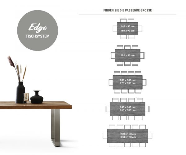 Jídelní stůl Edge 260x100 akácie platina nerezová ocel široká podnož - Image 7