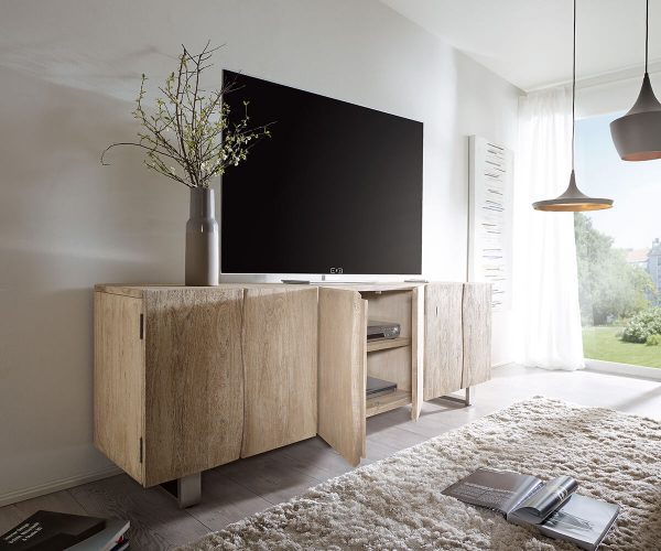 Příborník Live-Edge 220 cm Akácie Šampaň masiv 6 dveří - Image 5