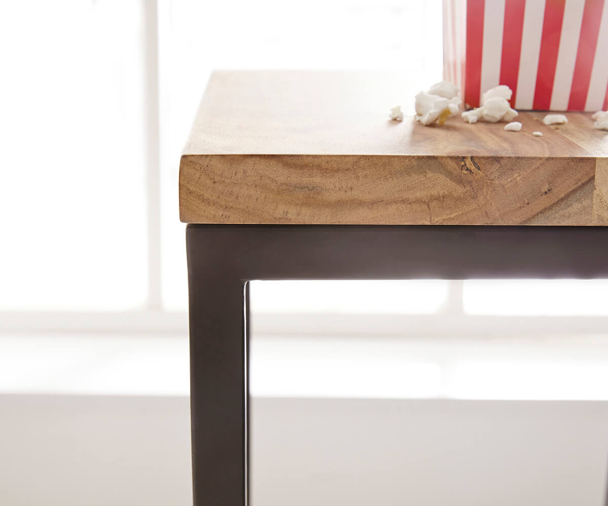 Odkládací stolek Tatius 28x28 Sheesham přírodní rám černý - Obrázek 4