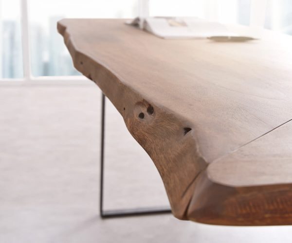 Psací stůl Live Edge 170x170 akácie hnědá podnož černá nepravidelná hrana - Image 5