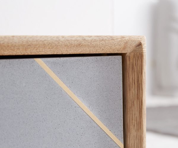 TV stolek Metropolitní 240 cm mango přírodní 4 dvířka beton mosaz - Image 5