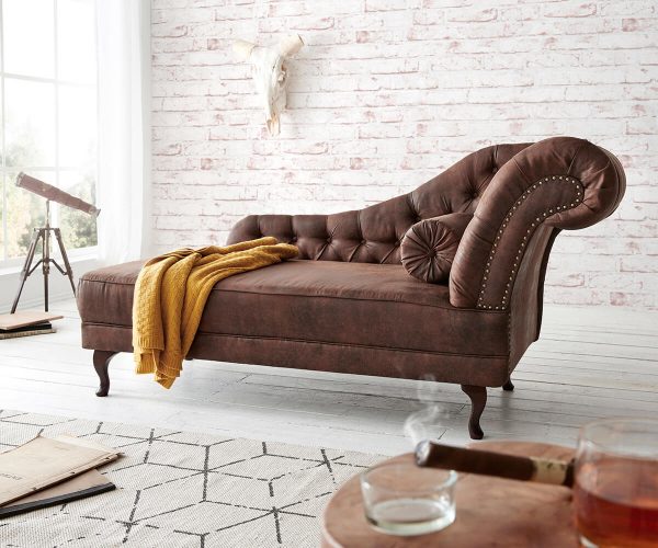 Pohovka Patsy 185x75 cm hnědá chesterfield vintage vzhled