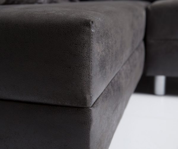 Rohová sedací souprava Clovis Anthracite Antique Optics Modular Armrest Otoman Pravý - Image 4