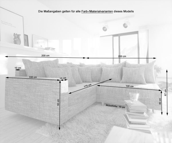 Rohová sedací souprava Clovis Anthracite Antique Optics Modul Stolička Područka Otoman Levý - Image 5