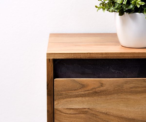 TV stolek Stonegrace 200 cm akácie přírodní břidlice 4 zásuvky - Image 5
