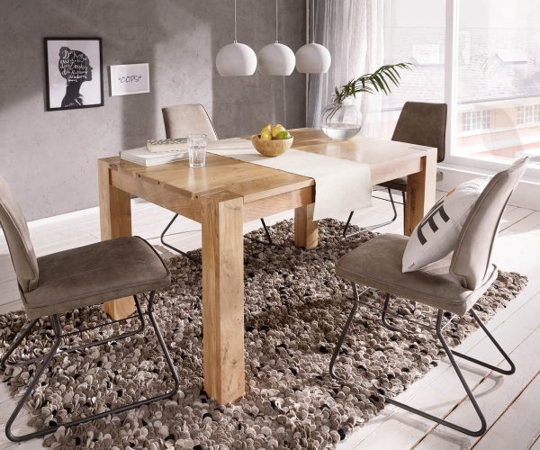 Jídelní stůl Indra přírodní akácie 140/240x90 rozkládací masiv - Image 3
