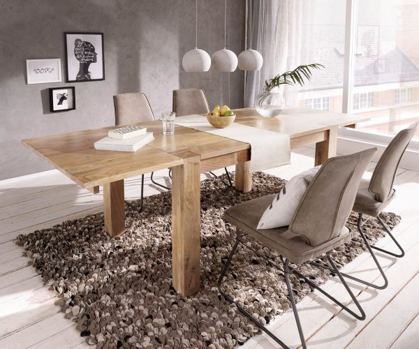 Jídelní stůl Indra přírodní akácie 140/240x90 rozkládací masiv