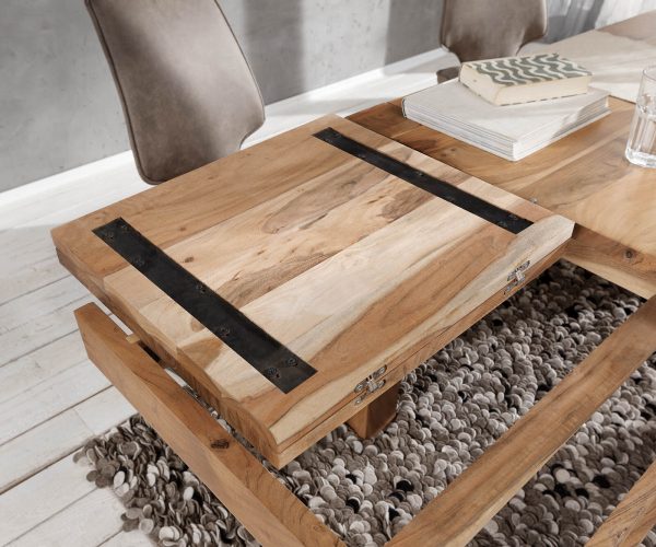 Jídelní stůl Indra přírodní akácie 140/240x90 rozkládací masiv - Image 7