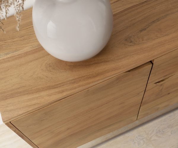 Komoda Loca 140x39 cm přírodní akácie 3 zásuvky 2 dvířka - Image 5