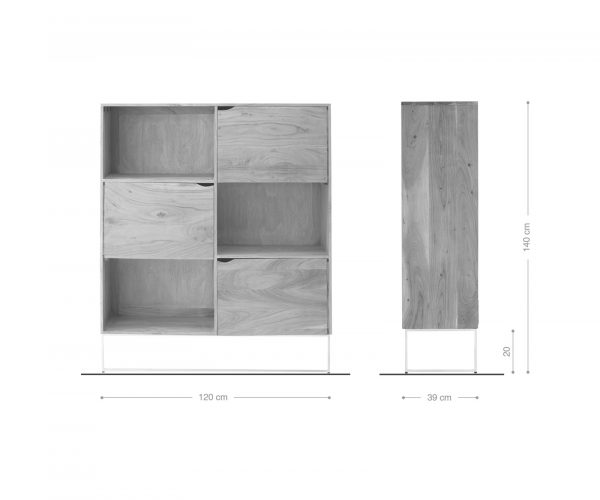 Skříň Loca 140x120 cm přírodní akácie 6 přihrádek masiv - Image 8
