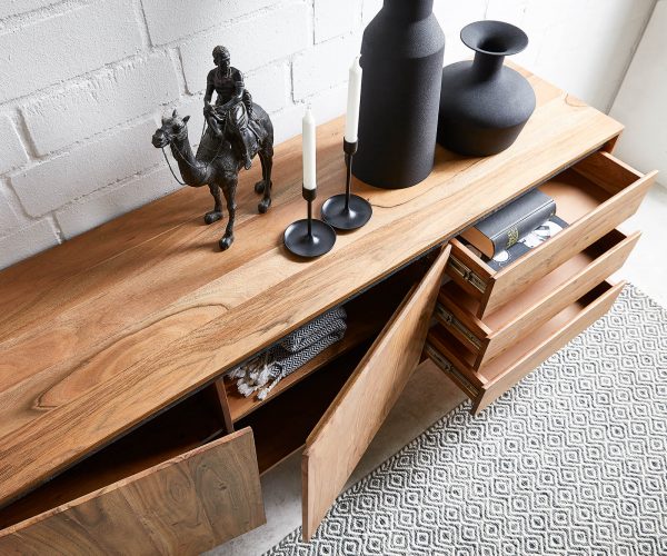 Komoda Stonegrace 175x45 cm akácie přírodní břidlice 2 dvířka 3 zásuvky - Image 5