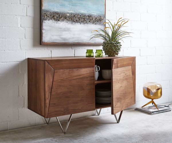 Komoda Wyatt 115x45 cm akácie hnědá nerezová ocel - Image 4