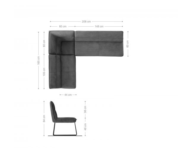 Rohová lavice Salvo 200x160 cm hnědá vintage podnož nerezová ocel variabilní - Image 8
