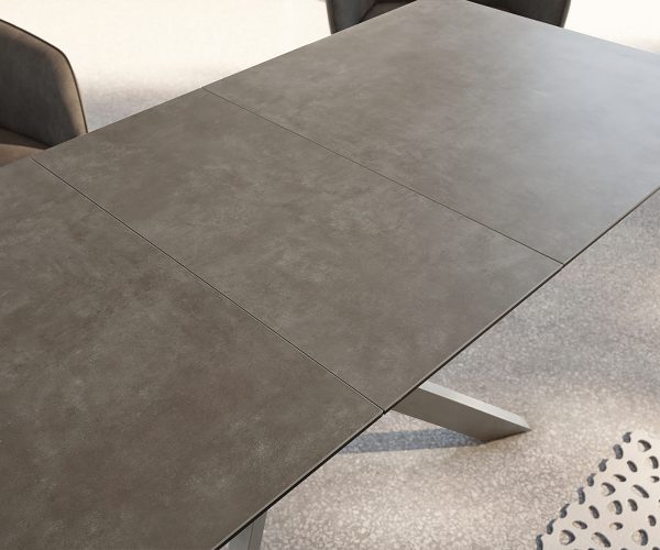 Jídelní stůl Daven 160/200x90 cm keramická hnědá nerezová ocel rozkládací - Image 5