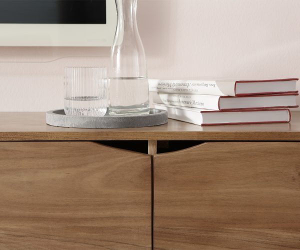 TV stolek Loca 200x40 cm přírodní akácie 4 dvířka masiv - Image 6