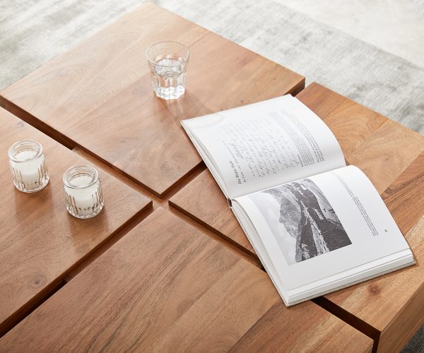 Konferenční stolek Loca 80x80 cm přírodní akácie masivní dřevo - Image 5