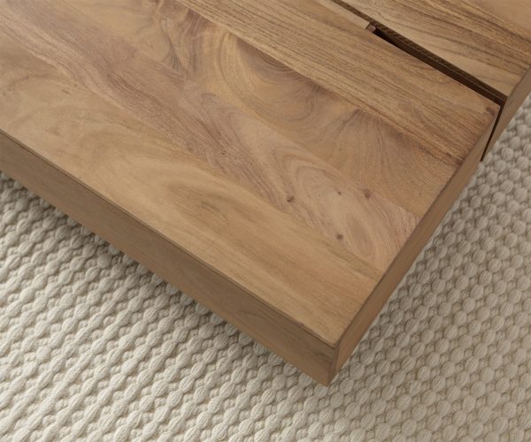 Konferenční stolek Loca 140x70 cm přírodní akáciové masivní dřevo stínová mezera - Image 7