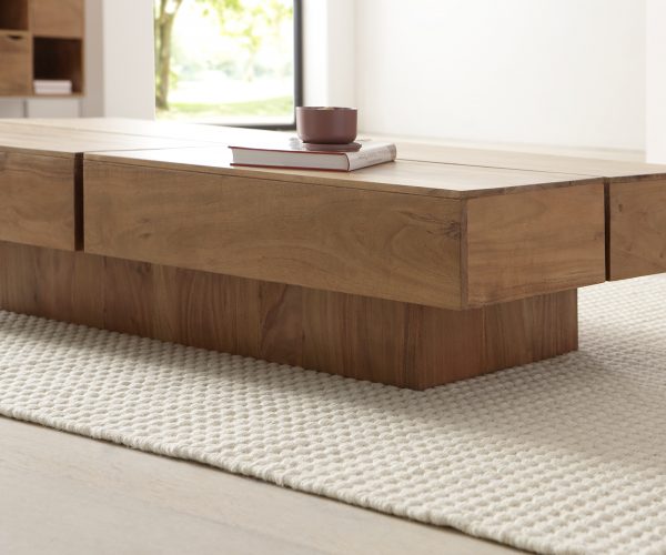 Konferenční stolek Loca 140x70 cm přírodní akáciové masivní dřevo stínová mezera - Image 5